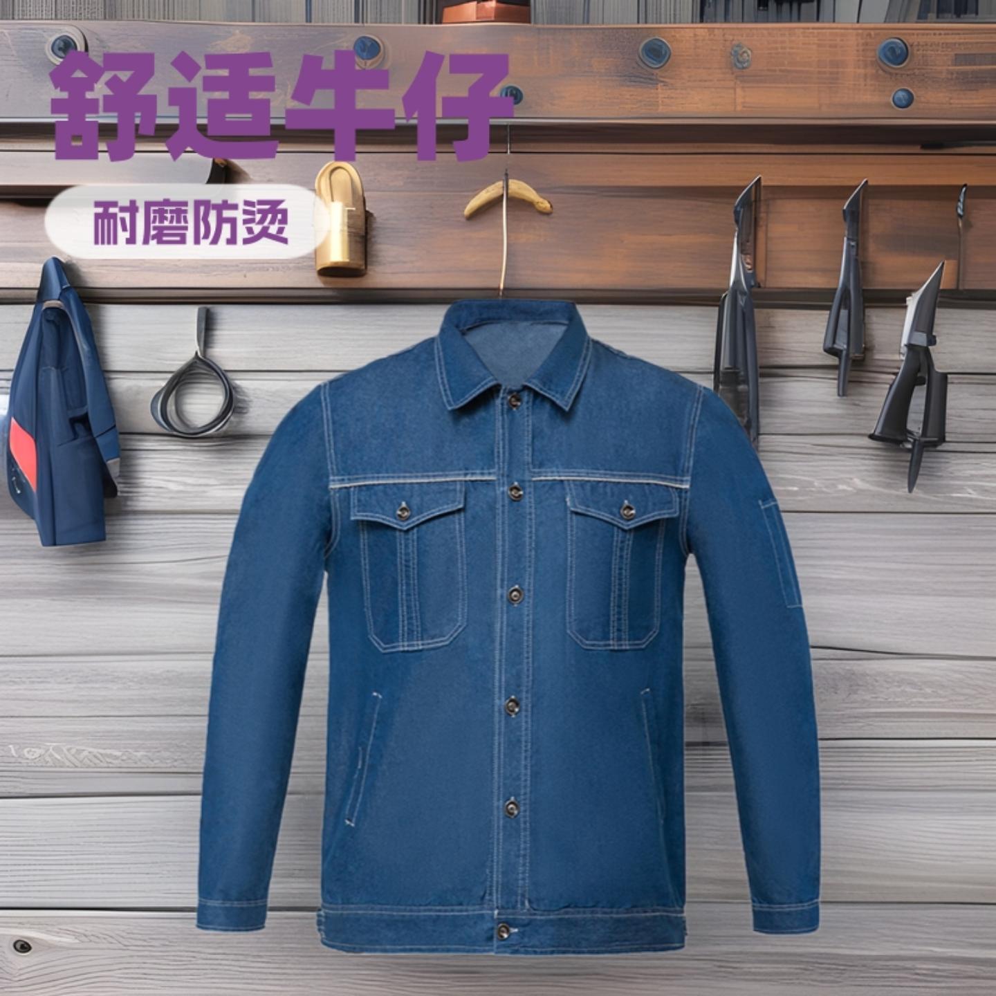 耐脏工作服牛仔夏天薄款长袖