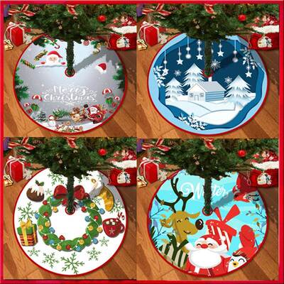 Christmas Tree Skirt Deer Head Snowflake Santa Claus Christm