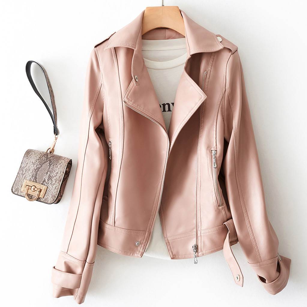 Women Motocycle Autumn Leather Jacket Ladies Pu Outwear Coat