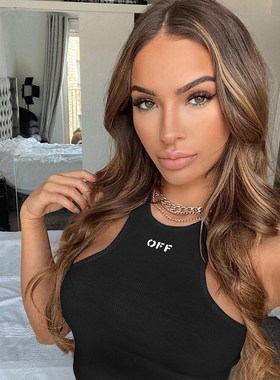 Women's trim monogrammed embroidered sports vest女工装背