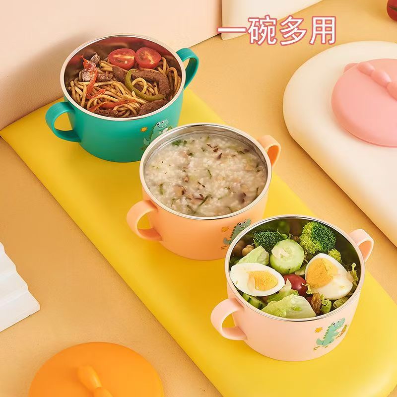 宝宝辅食碗防摔防烫双耳