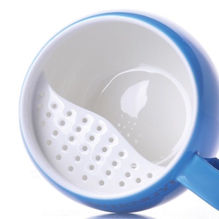 懒人陶瓷茶水分离杯泡茶杯养生杯月牙花茶杯过滤一体带茶隔女士