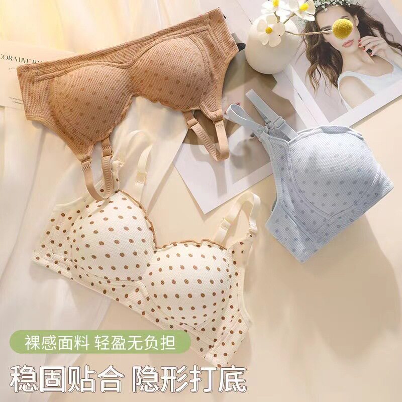 2026 women clothes新款少女波点高中生学生抹胸内衣无钢圈聚拢防