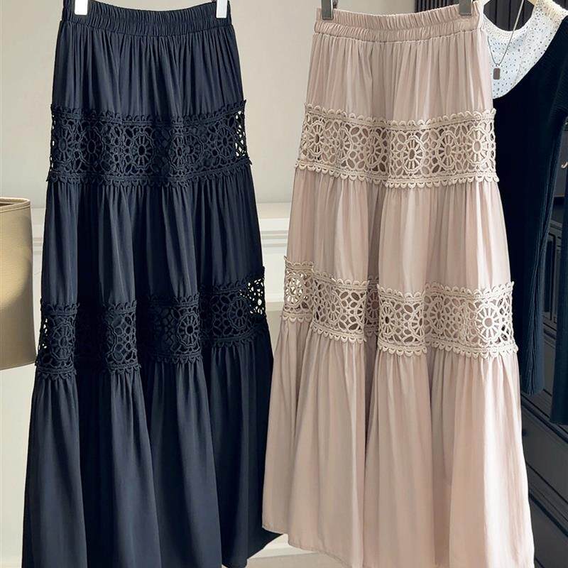 镂空钩花半身裙女高级感气质2026春夏季新款高腰a字中长蛋糕裙子