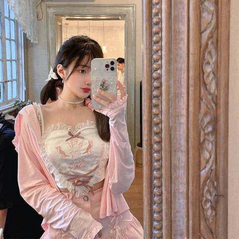 辣妹纯欲风蕾丝小吊带背心女夏内搭外穿ins可爱甜辣白色上衣短款