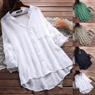 white long shirts women summer clothes shirt dress cotton女