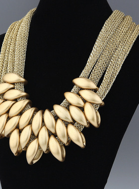 欧美夸张女项炼编织多层