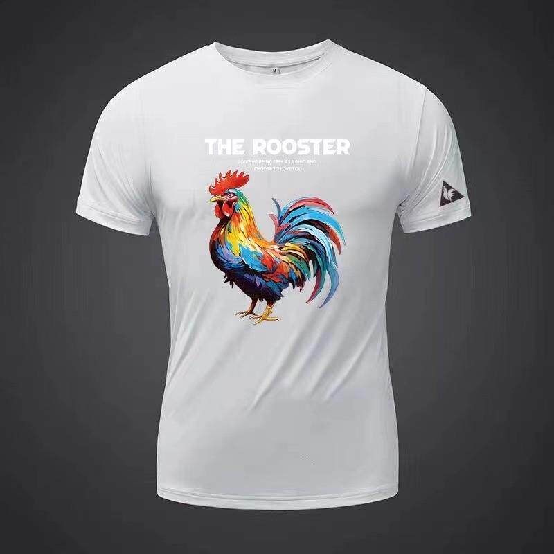 法国公鸡冰丝t恤男短袖夏季新款体育运动修身休闲透气速干半袖T男