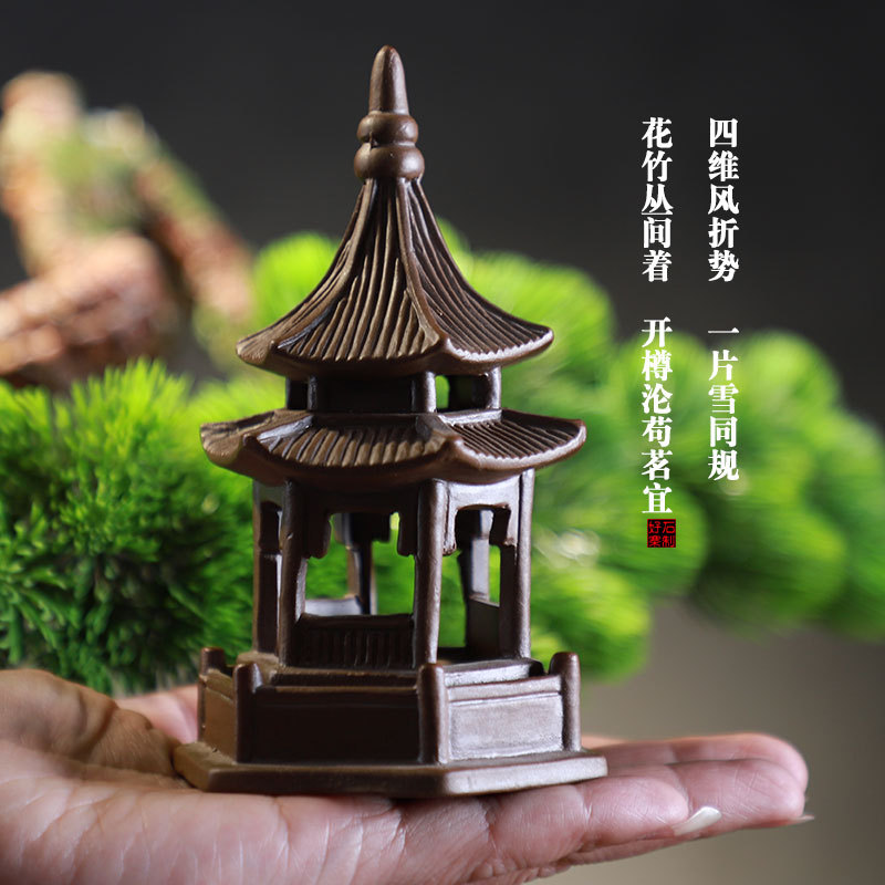 六角亭宝塔陶瓷造景新中式