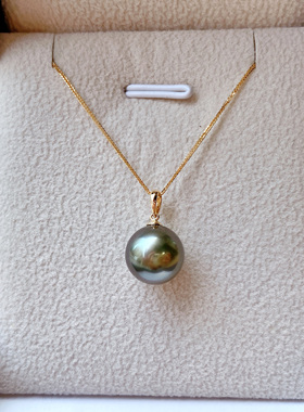 柜台七八千～10-11mm海水大溪地黑珍珠正圆强光18k金邻家少女