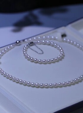 掌柜推荐米珠套装～5-6mm特亮皮滑加厚电镀磁吸扣项链手链送礼