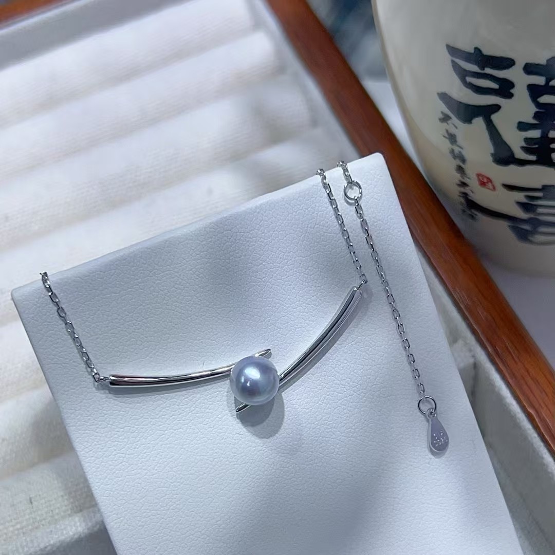 如意筷子~小众设计感ins风7-8mm海水akoya真多麻色天然珍珠锁骨链