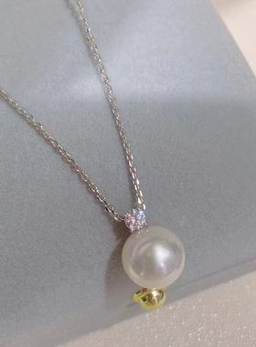 热销经典珍珠吊坠~王妃款9-10mm淡水珍珠正圆强光925银送银链证书