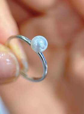 mini珍珠戒指～5-6mm淡水akoya近正圆强光微瑕s925银可调节