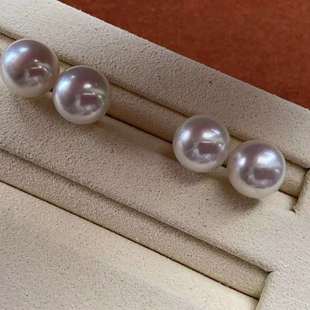 赛澳白~10-11mm天然淡水珍珠馒头型高饱满极强光基础款耳钉