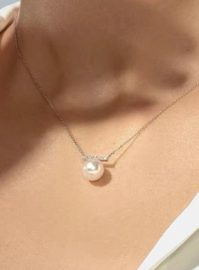 平衡木珍珠项链~9-10mm天然淡水珍珠大牌同款元素设计性价比爆炸