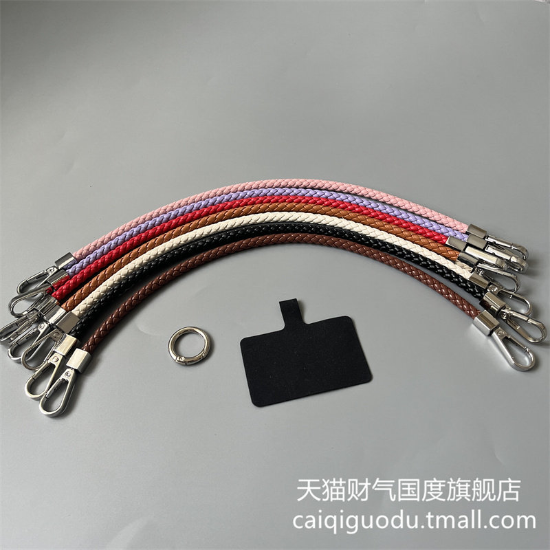 编织皮带手腕挂绳双银扣手机壳包包黑色夹片铁圈可拆分高颜值纯色挂链户外时尚百搭结实耐用便携防丢短款女神