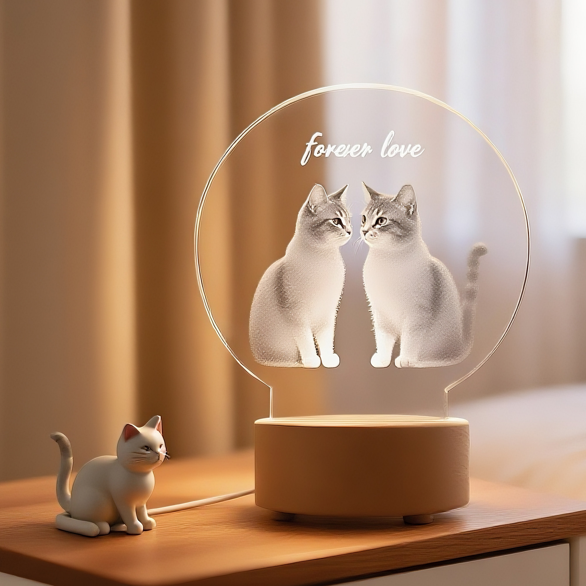 定制宠物爪印文字纪念品创意礼物狗狗猫咪照片水晶内雕夜灯音乐盒