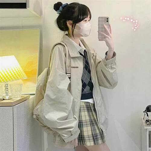 韩系短款冲锋衣外套女设计感2026春夏新款宽松独特小众学生夹克潮