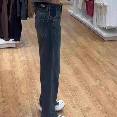 欧洲覆古牛仔裤的妇女在春季和秋季羊毛衬里到Heattech窄阔腿裤胖