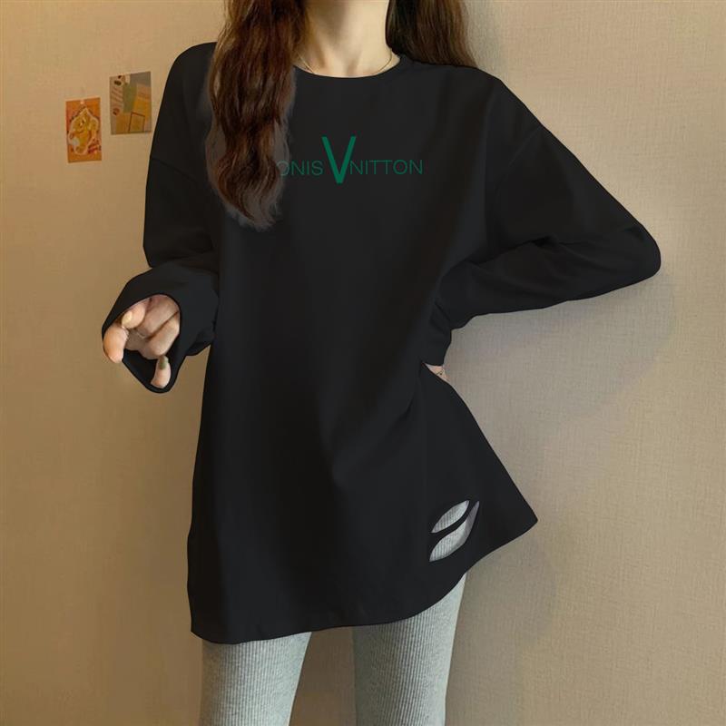 鲨鱼裤搭配的上衣纯棉体恤女遮臀灰色打底衫长款长袖t恤女遮屁股