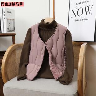 百搭内胆 v领坎肩修身 2024新款 秋冬羽绒棉马甲女加绒保暖背心短款