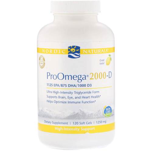 美国  ProOmega 2000-D 鱼油+维生素D 120粒