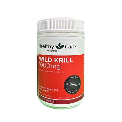 澳洲HealthyCare澳洲磷虾油口服虾青素Omega-3南极1000mg60粒