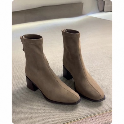 高级感靴美拉德高跟不累脚小踝靴