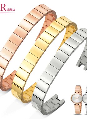 适配CK手表带女钢带K8G236 K8G231 K8G235玫瑰金色凹口钢表链10mm