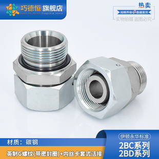 WD轻型2BD重型永华标准英制G螺纹胶垫密封卡套活接液压管接头 2BC