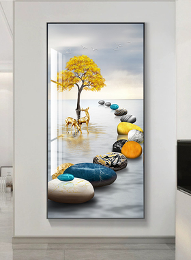 轻奢玄关装饰画寓意好入户走廊尽头客厅过道背景墙挂画高级感壁画