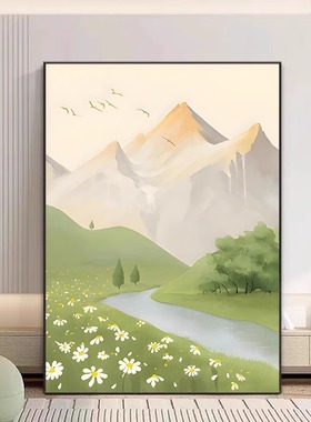 背靠金山客厅落地画沙发背景墙装饰画山水风景墙壁画玄关走廊挂画