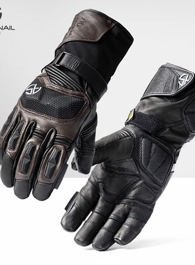 外星蜗牛AT95P金标P棉小羊皮冬季长款触屏防水保暖加厚骑行手套男