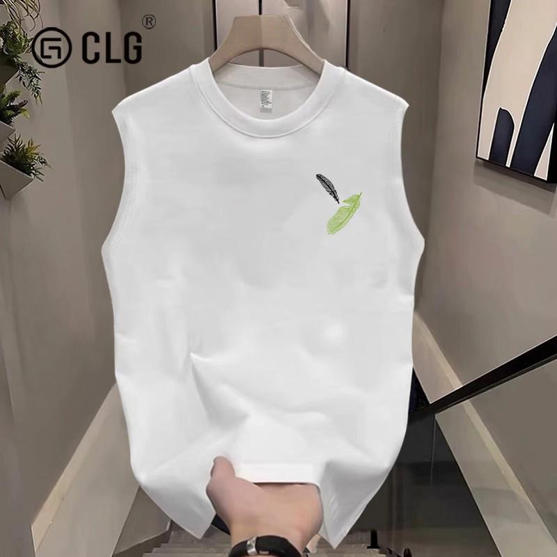 香港CLG潮牌美式重磅纯棉背心男无袖t恤夏季百搭坎肩休闲上衣汗衫