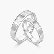 奢珠_驰 铂金对戒情侣款素圈PT950白金男士求婚结婚戒指女正品