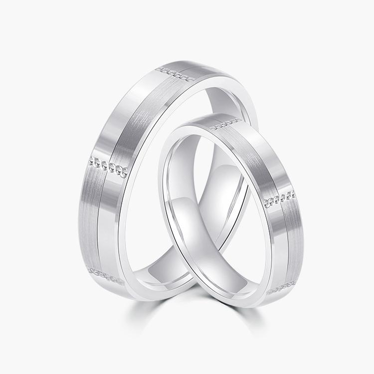 奢珠铂金情侣款素圈对戒