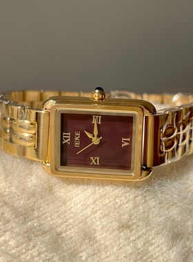 IEKE 信封纹理钢带手表女复古风气质小众精致女士显白通勤上班族