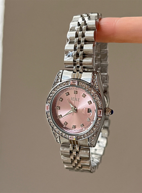 IEKE 高级绿日志手表女带历女士女款时尚气质小众精致钢带石英表