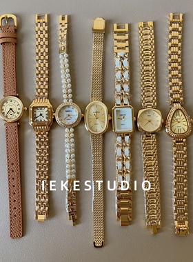 IEKE 中古vintage金色链条表小众轻奢复古精致高级感气质女士手表