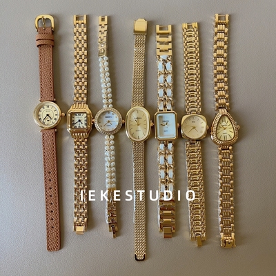 IEKE金色复古中古风女个性手表