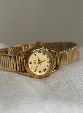 IEKE 中古系圆形斜罗马手表女高级感设计气质简约小众女士女款表