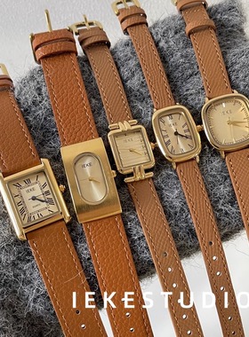 IEKE手表女小众轻奢女士女款复古高级感气质百搭秋冬美拉德小棕表