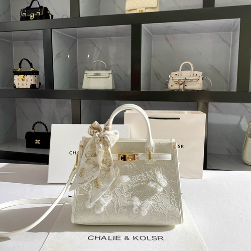 CHALIE&KOLSR женская платиновая сумка в балетном стиле с нишей и бабочкой, новинка 2025 года, высококачественная сумка Kelly с вышивкой