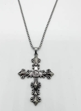 新款十字花男士吊坠项链