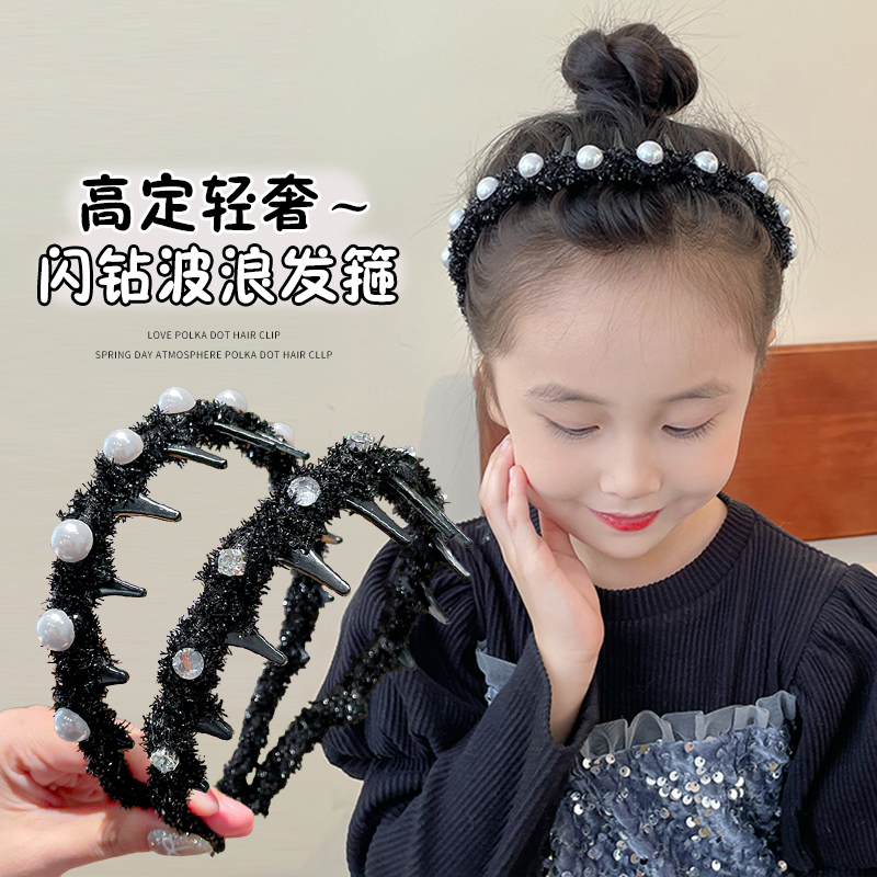 高颅顶波浪儿童发箍2025新款防滑带齿发卡女童气质头箍小女孩头饰