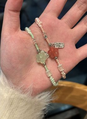 树脂梅花手链编织百搭情侣闺蜜手绳风小众百搭手串