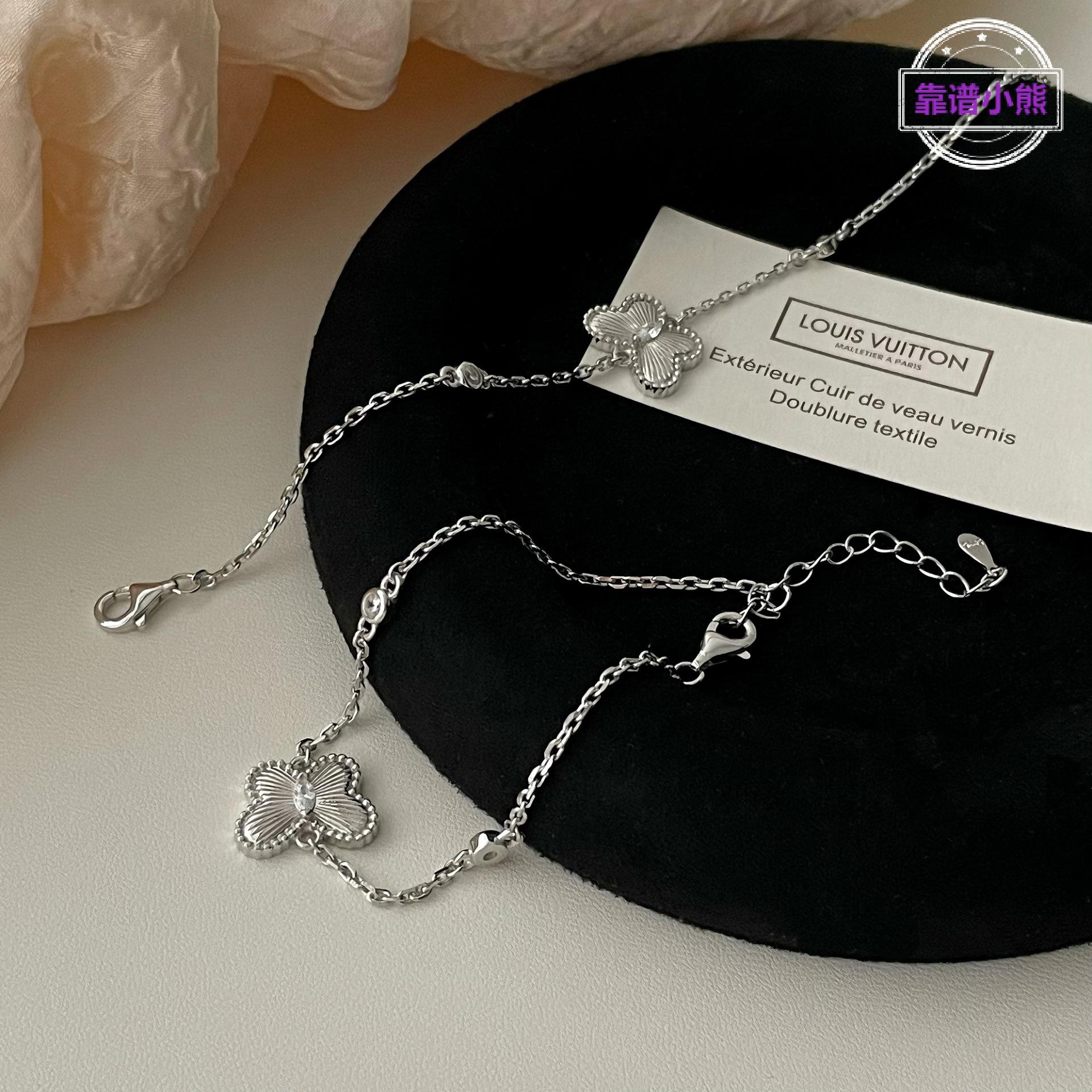 纯银车花镶钻手链时尚潮流小众设计轻奢简约高级感银饰手链女式