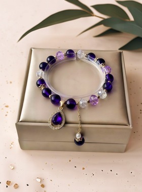 韩版薰衣草紫串珠手链女款