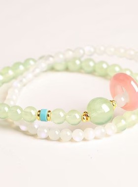 多彩转运珠手链女春款双圈